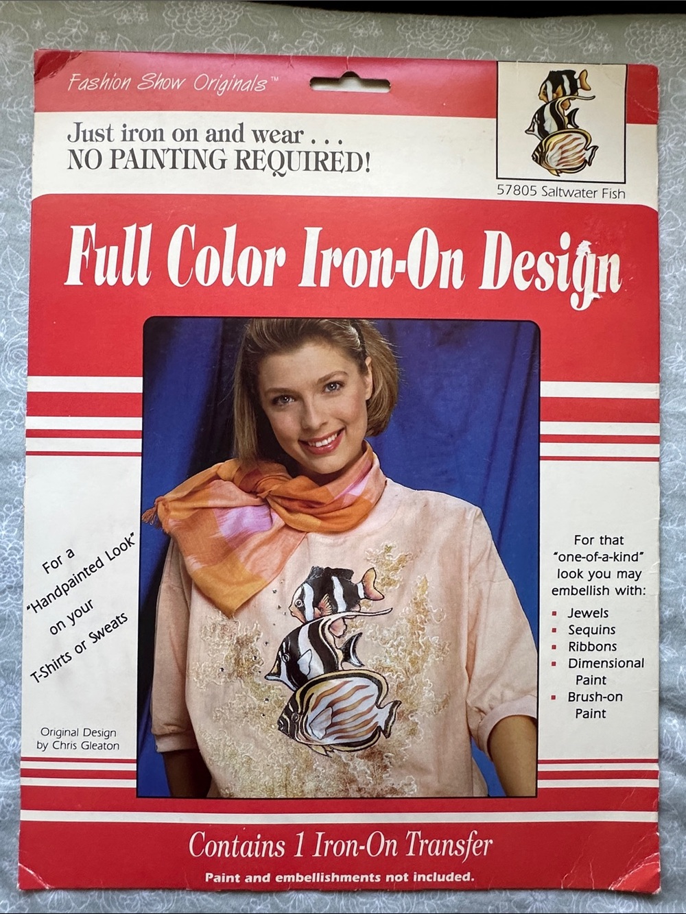 Vintage Fashion Originals Saltwater Fish Iron-On Transfer Craft 1990s